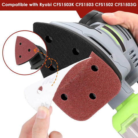 64 Pack Heavy Duty Sanding Pads For Mouse Sanders With 40 To 320 Grit Range And Easy Rip Edges compatible with Ryobi sander pads