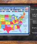 US Map Poster With All 50 State Flags Laminated 14x19.5 In Educational Wall Chart For Kids Classroom Decor With Capitals Abbreviations Compass Oceans Borders Puerto Rico And Subtle 3D Details
