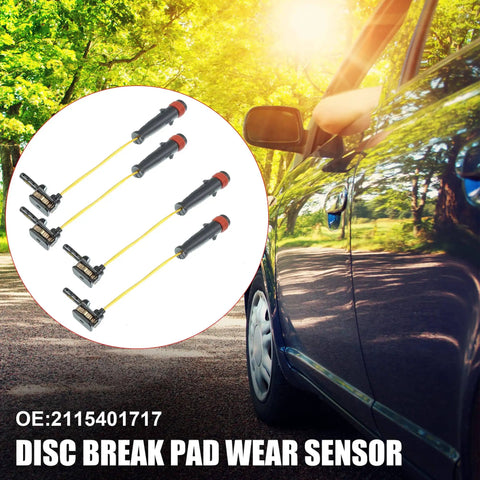 4 Piece Front And Rear Disc Brake Pad Wear Sensor Kit 2115401717 For Mercedes-Benz, shown with car reflection in background