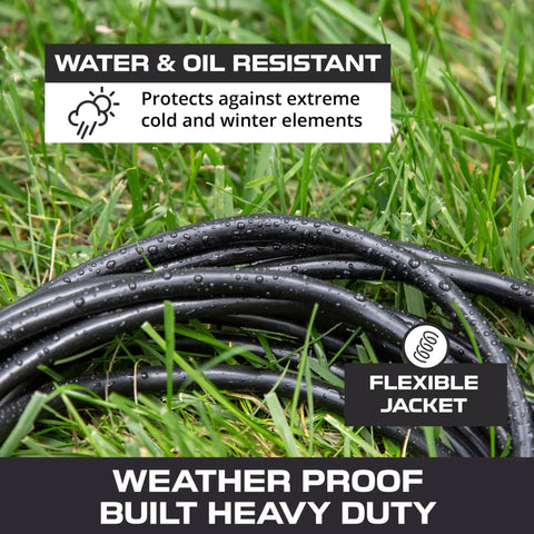 Built Tough Outdoor Extension Cord 50 Ft 12 Gauge 3 Wire SJTOW Heavy Duty Water and Oil Resistant Flexible Cord in Grass