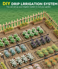 All-In-One Drip Irrigation Kit With Quick Connect Tubing For Garden, Easy Install, 1/2 Inch Main Line And 1/4 Inch Drip Tubing in garden layout