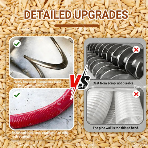 Comparison of durable manganese steel auger and flexible hose vs less durable alternatives