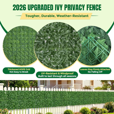 Artificial Ivy Privacy Fence Screen 120 By 40 Inches Looks Realistic Green Wall For Balcony Patio Wall Backyard Indoor Outdoor Privacy Panel Decoration Super Easy Install Weather Resistant Durable No Maintenance