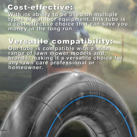 Two Pack Premium Replacement Tire Inner Tubes For 18x8.50/9.50-8 Fits 8 Inch Rims Durable For Lawn Mowers with text overlay