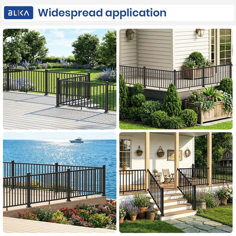 Heavy Duty Aluminum Deck Railing Kit With Adjustable Brackets For Stairs Or Flat Decks Comes Loaded With All Hardware for stylish outdoor safety.