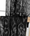 Black Sheer Curtains 90 Inch Long Two Panel Set with Jacquard Pattern on Rod Holder