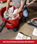 Professional 20 Gallon Wet Dry Shop Vacuum With Six Point Five Peak Horsepower shown with dust collection bag and filter.