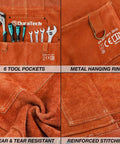 Leather Welding Apron 23x36 Inches Full Split Cowhide Heavy Duty Work Apron With 6 Tool Pockets Heat And Flame Resistant Gear