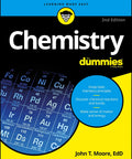 Cover of Chemistry for Dummies book with periodic table theme.