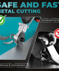 Side view of Metal Nibbler Drill Attachment For Electric Drills Deluxe Plate Cutter Attachment 2023 Model cutting sheet metal