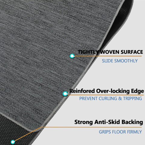 Close-up of Chair Mat For Hardwood Floors 36 By 48 Inches Heavy Duty Office Chair Mat For Rolling Chairs Anti Slip Desk Protector with graphite texture, showing anti-skid backing and reinforced edge.