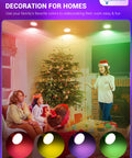 Family enjoying Christmas under BR30 Color Changing Flood Lights Lit RGB Warm Cool White LED Recessed Light Bulbs