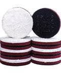 12 pack DA 3 Inch Microfiber Cutting Disc Kit for car detailing, showing stacked white microfiber pads for scratch removal