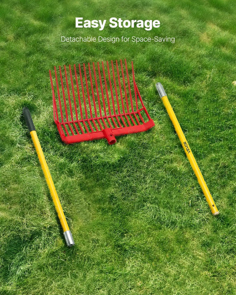 Manure Fork With 18 Angled Tines Long Fiberglass Handle Muck Rake Tool For Garden And Farm Cleanup 61 Inch Durable Pitchfork parts