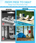 Outdoor Pool Towel Rack With Four Adjustable Arms Freestanding 51 To 71 Inches Height Foldable Drying Rack For Towels And Swim Gear Rust Resistant Steel Great For Poolside Backyard And Camping comparing before and after organizing poolside and camping area
