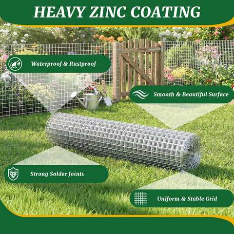 Roll of 16 Inch By 50 Foot 19 Gauge Hardware Cloth With 1/2 Inch Mesh Galvanized Chicken Wire Fence on grass