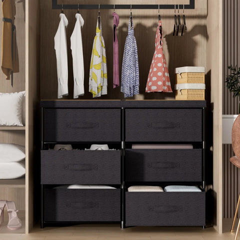 Top Tier Six Drawer Fabric Organizer Built Rock Solid With Heavy Duty Metal Frame And Polished Wood Top Shelf Keeping Bedroom Or Apartment Clutter Properly Stashed Slick Space Saving Home Essential