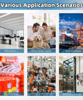 Various application scenarios showcasing the Straight Up 100 Amp Automatic Transfer Switch for homes, offices, and machinery.