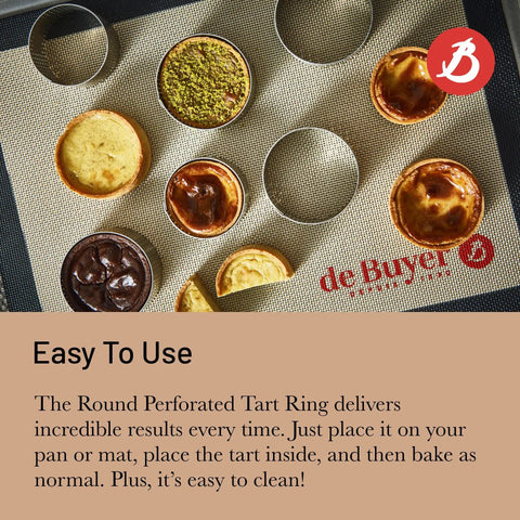 Perforated Round Tart Ring, 6 Inch Diameter And 1.4 Inch Height, Perfect For Golden Crispy Tart Crusts, Bakery Grade Bakeware