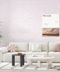 Fresh Boho Striped Peel And Stick Wallpaper Roll In Light Pink Waterproof Vinyl Contact Paper used in a modern living room.