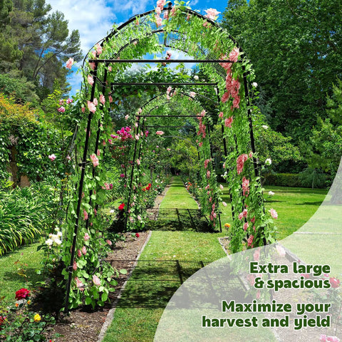 Tall Garden Arch Trellis For Climbing Plants Built Tough Heavy Duty Metal Tunnel Archway With Adjustable Base Width