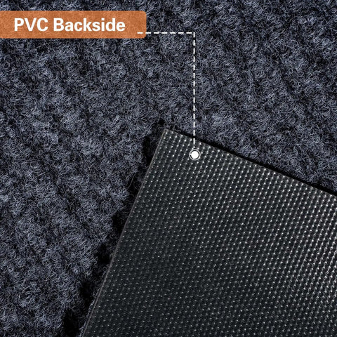 PVC backside of Large Semi Finished Striped Door Mat 30 By 48 Inch Waterproof Entry Rug With Rubber Backing For Indoor Outdoor Use