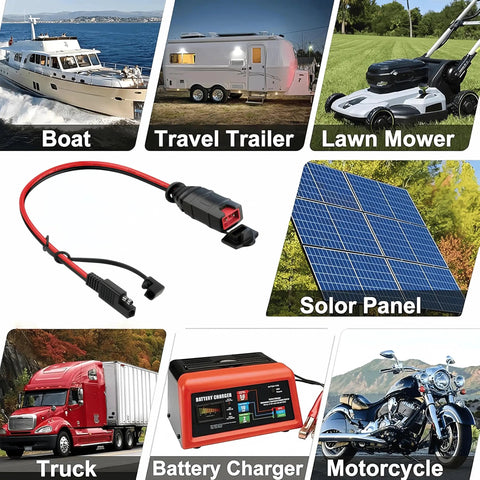 Two Pack X-Connect SAE Adapter Accessory With Polarity Reversal, Rugged 14AWG Copper Cable, Waterproof Connector for Vehicles