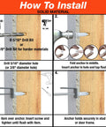 Installation guide showing steps for setting Strong Hollow-Door Anchor With Screws For One Eighth To One Quarter Inch Hollow Core Doors Polypropylene Construction Made In USA Fits Size Eight To Size Twelve Fasteners Pack Of Five Delivers Reliable Mounts For Fixtures And Accessories in solid material.