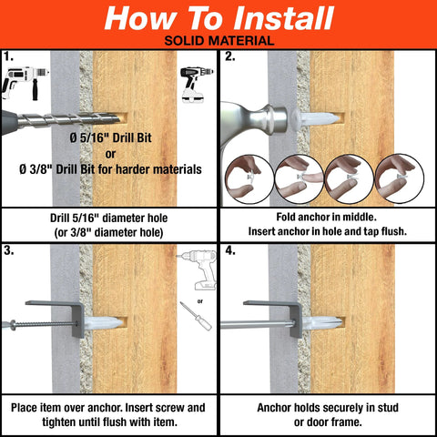 Residential Drywall Anchor With Polypropylene Body For 3/8 To 1/2 Inch Drywall Made In USA For Screws Sizes 6 To 14 Provides Secure Hold