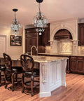 Chandelier Modern Mini Shabby Chic Cozy 1 Light Bronze Farmhouse Crystal Pendant Ceiling Fixture in kitchen setting