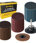 46 Piece 3 Inch Sanding Discs Variety Pack with coarse, medium, fine grits, quick change backing pad, drill adapter, holder.