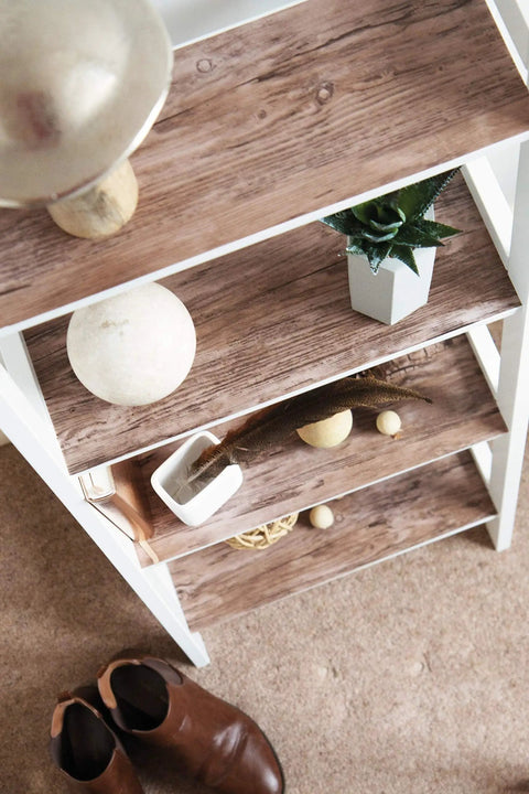 Shelf with Rustic Wood Self-Adhesive Film Peel-And-Stick Wrap for walls cabinets and furniture