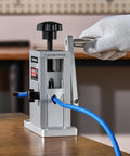 Drill Powered Wire Stripper Machine With Adjustable Feed Hole For Scrap Copper Wire 0.06 To 0.09 Inch in use with hand crank.