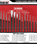 Heavy Duty Built To Last Pro Grade 16 Piece Punch And Chisel Set With Roll Pouch Includes Tapered Punches Pin Punches Center Punches And Cold Chisels For Automotive Metalworking Home Garage Projects And DIY displayed in red pouch
