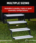 Alumi-Tread Triple Manual Step With No Slip Grips And Textured Surface For Solid Traction And Stability Built In Grab Handle Lightweight Aluminum RV Entry Step In Black, 3-step RV entry