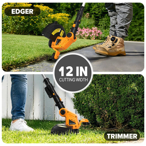 12 Inch Cordless Weed Eater No Battery Included Compatible With 20V Max Battery Automatic Line Feed 4 Spool Trimmer in use