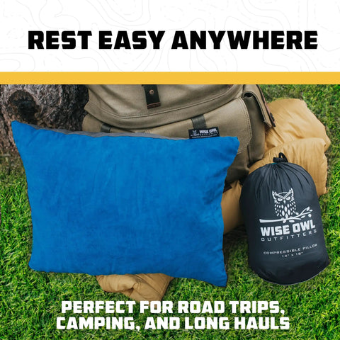 Memory Foam Travel Pillow For Planes And Cars Ultra Compact Easy Carry Micro Suede Neck Support For Adults beside backpack outdoors