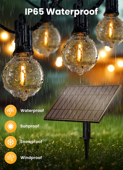 108 Feet Solar String Lights Outdoor With Remote And USB Port Dimmable Timable Three Modes Shatterproof Bulbs Mount Clips