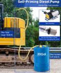 Pro Grade 12V 200W Diesel And Kerosene Electric Fuel Transfer Pump Kit with Nozzle, Hoses and 20Gal Barrel