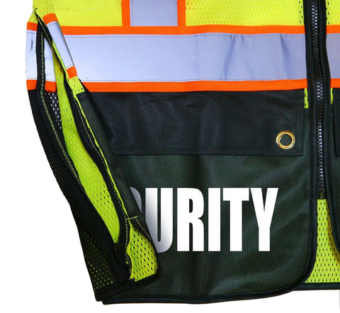 Kickass Heavy Duty High Visibility Safety Vest With Zipper Closure And Reflective Vinyl Stripes For Construction Crews S M Yellow mesh with black bottom and pockets.