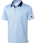Men's Golf Polo Shirt Short Sleeve Dry Fit Moisture Wicking Stretch Performance With Blue Floral Print Collared Top For Men XXL