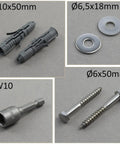 Image showing Nylon Dowel Kit With 8 Tough 10X50 Dowels, 8 Stainless Steel A2 6X50 Bottom Screws, 8 A2 Washers For M6