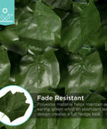 Close-up of 94x39 Faux Ivy Privacy Fence Screen With Realistic Greenery showing lush foliage and fade-resistant polyester leaves.