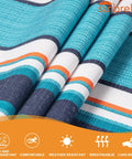 Close-up of striped Sunbrella fabric used in Sunbrella Fabric Hammock With 13 Ft Wood Arc Stand For Two People Outdoor Patio Setup.