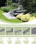 Multi-Functional Outdoor Patio Chaise Lounge Chair With Face Hole for Beachside Chill, 4 Fold Adjustable Backrest, Grey