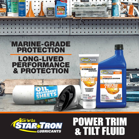 Premium Marine Hydraulic Fluid For Trim Tabs Power Tilt And Steering Systems With Anti Wear Anti Foam And Anti Oxidation Additives Exceeds OEM Specifications For Outboard And Stern Drive Applications