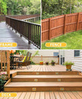 Outdoor wood deck, fence, and steps using Tan 3 Inch Deck Screws No 10 300 Pack With Torx T25 Bit Included Epoxy Coated Rust Resistant.