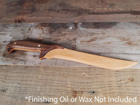 DIY Wooden Knife Making Kit For Kids Teens And Adults - Real Wood Craft Gift with beech blade and walnut handle on wood surface