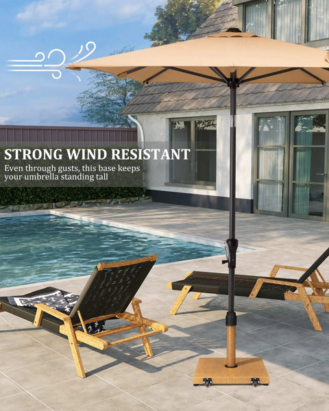 Heavy Duty 45Lb Patio Umbrella Base With Wheels Pre Filled Concrete No Sand Or Water Needed Wind Resistant Stand by poolside