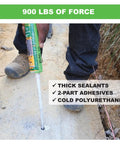 Heavy-Duty B-Line 26 to 1 Manual Caulking Gun for 10 oz Cartridges, 900 Lbf Thrust, used on concrete surface outdoors